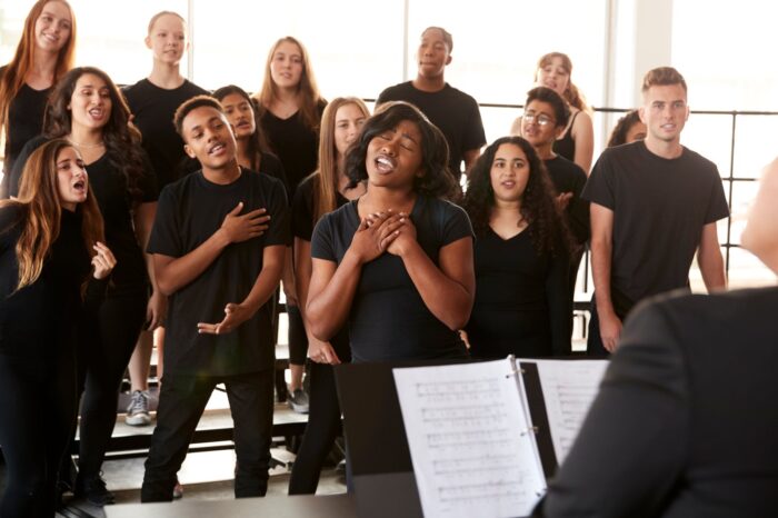 Choir performing together